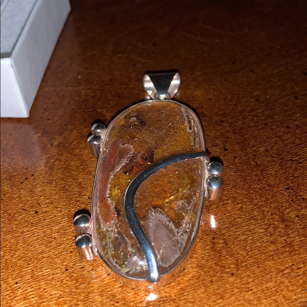 Amber pendant 925 silver Peru